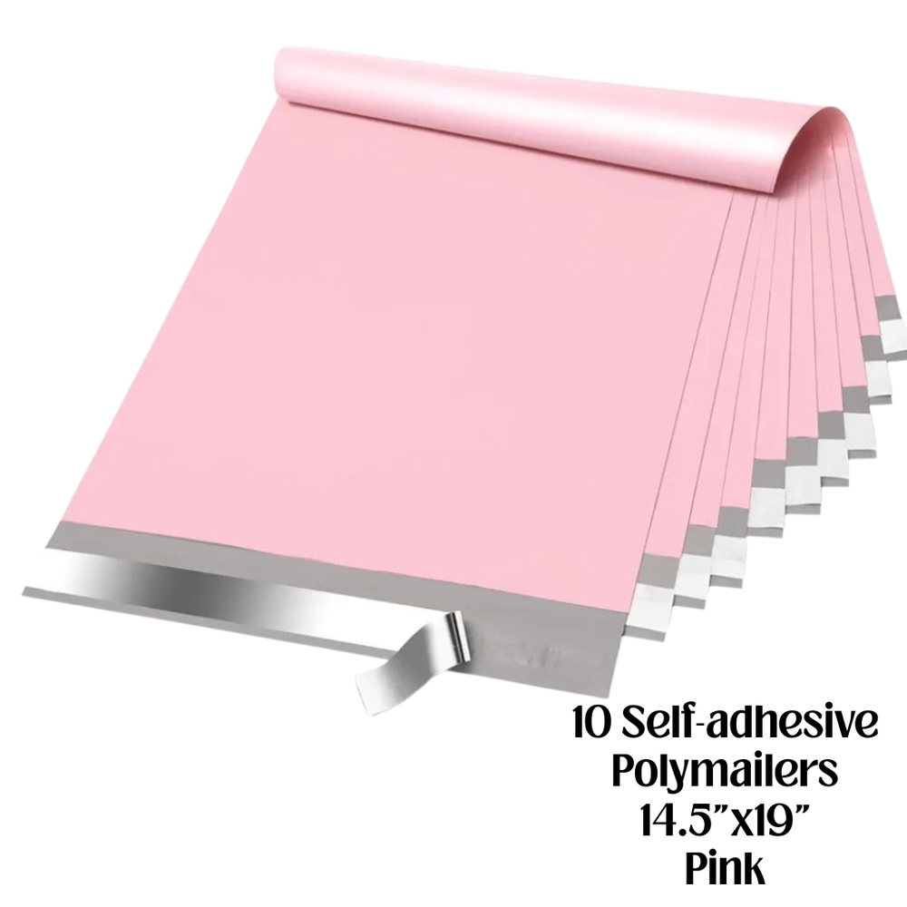 PACK OF 10 SELF-ADHESIVE POLY MAILERS - PINK